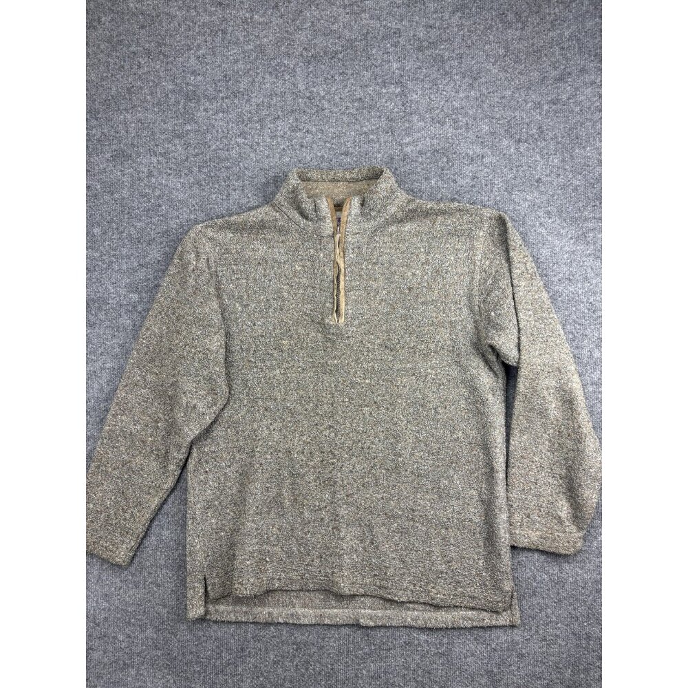 The Territory Ahead Sweater Mens Large Beige Cotton Blend 1/4 Zip Mock Neck